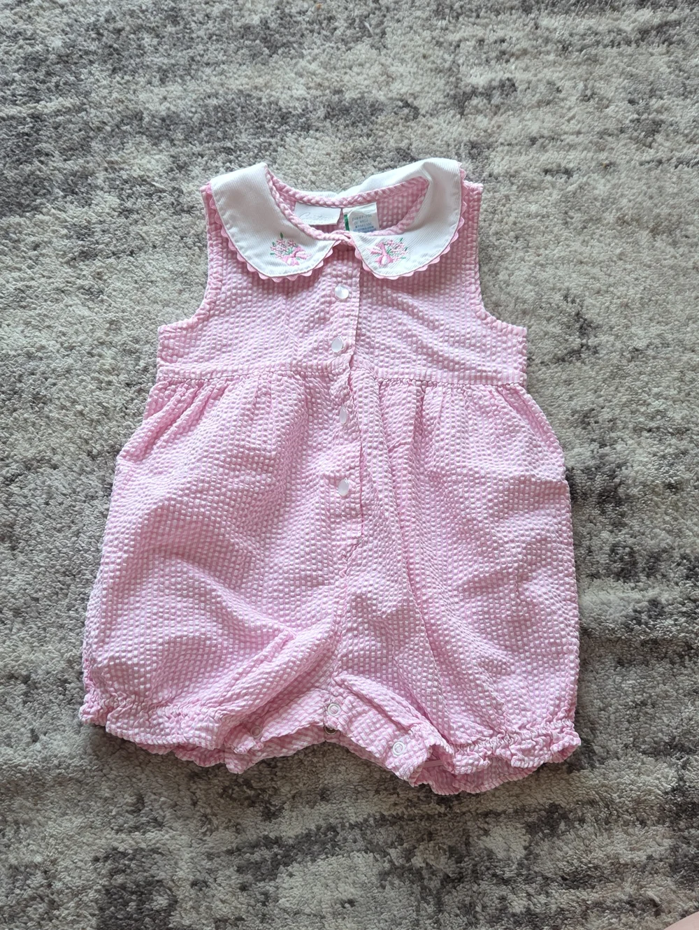 Vintage Carter's Pink Seersucker Bubble Romper Size 18 Mos